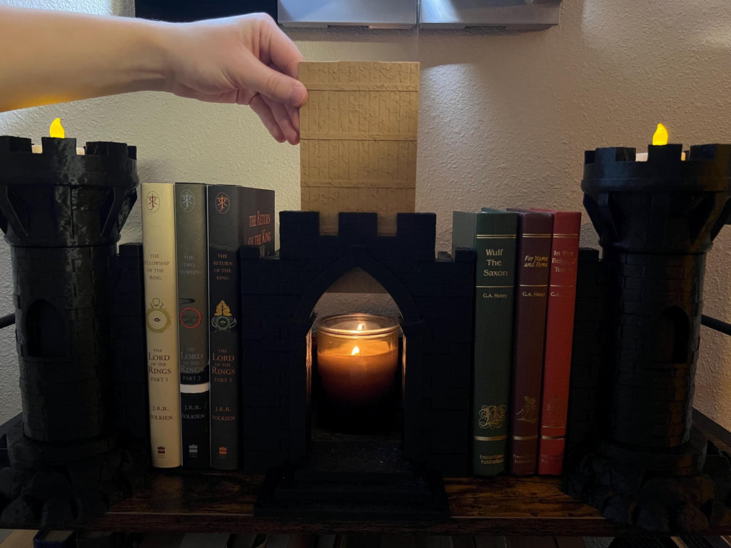 Castle Bookend Set: Hidden Storage, Openable Gate - Bookshelf Decor
