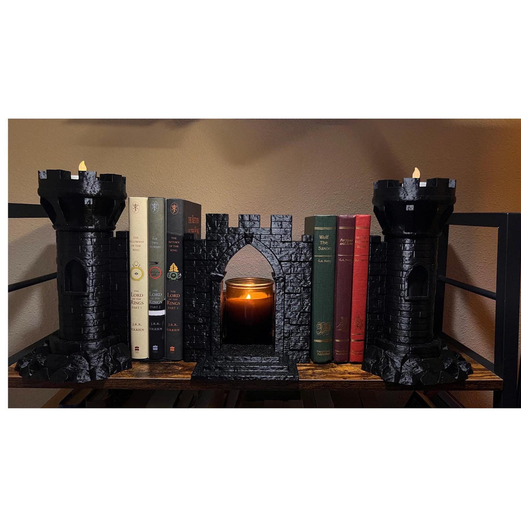 Castle Bookend Set: Hidden Storage, Openable Gate - Bookshelf Decor