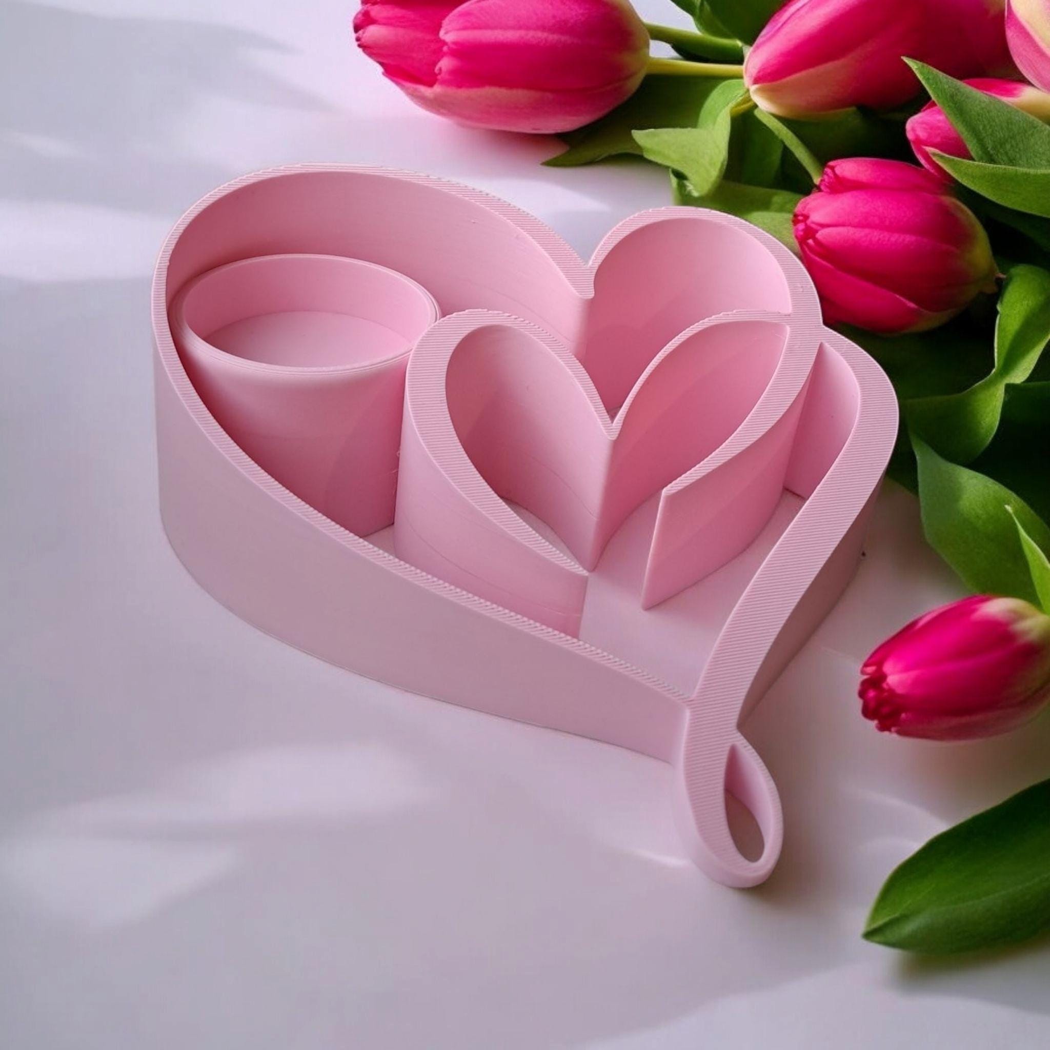 Two Hearts, One Glow Tea Light Holder Valentines Day Candle Gift Wedding Decor