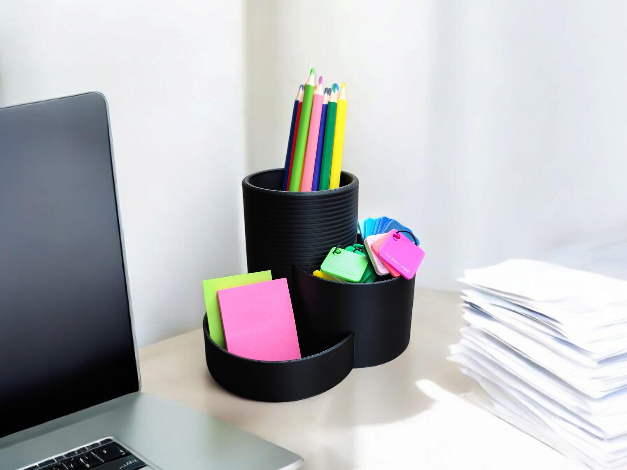 Three Cups - The Modern Office Organizer For Pens, Markers, Brushes, Post-its, etc