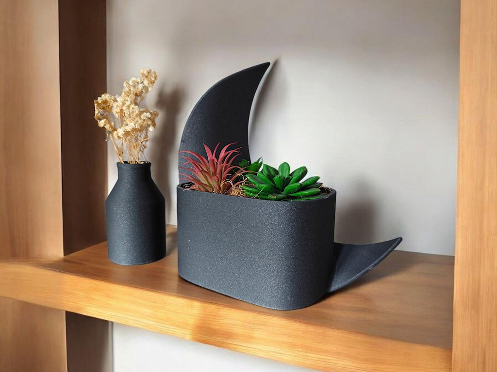 Moonlit Reverie Crescent Planter & Vase Set | Modern Home Decor | Celestial Design