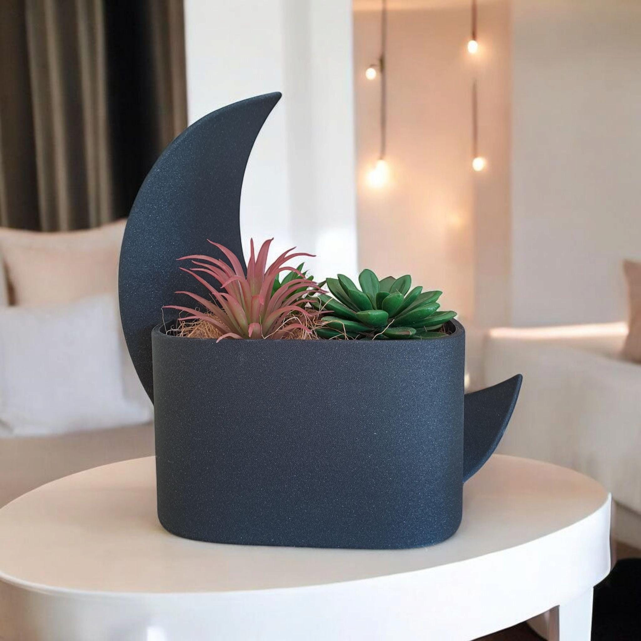 Moonlit Reverie Crescent Planter & Vase Set | Modern Home Decor | Celestial Design