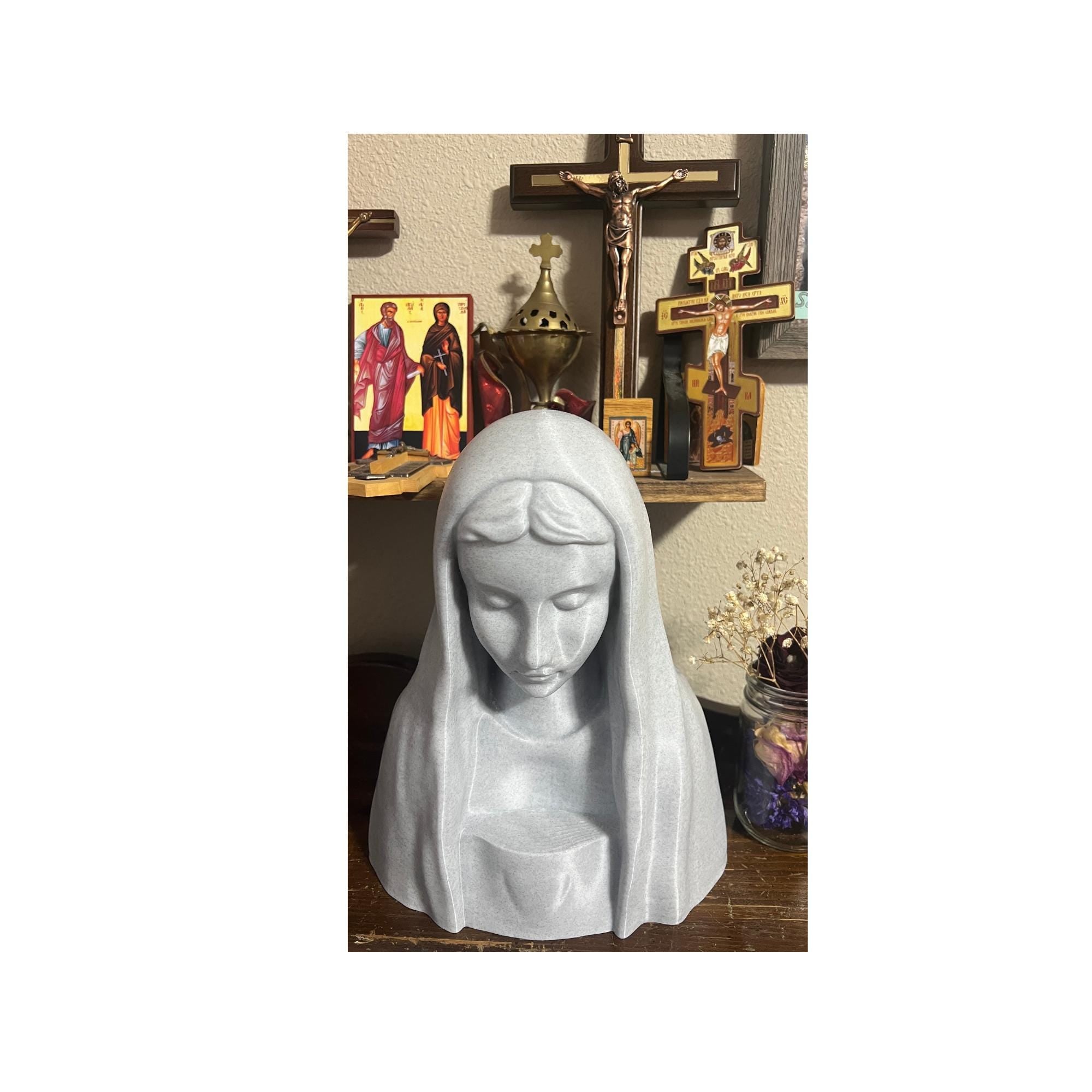 Virgin Mary Praying Statue Rosary Holder  for Prayer Corner or Interior Decor