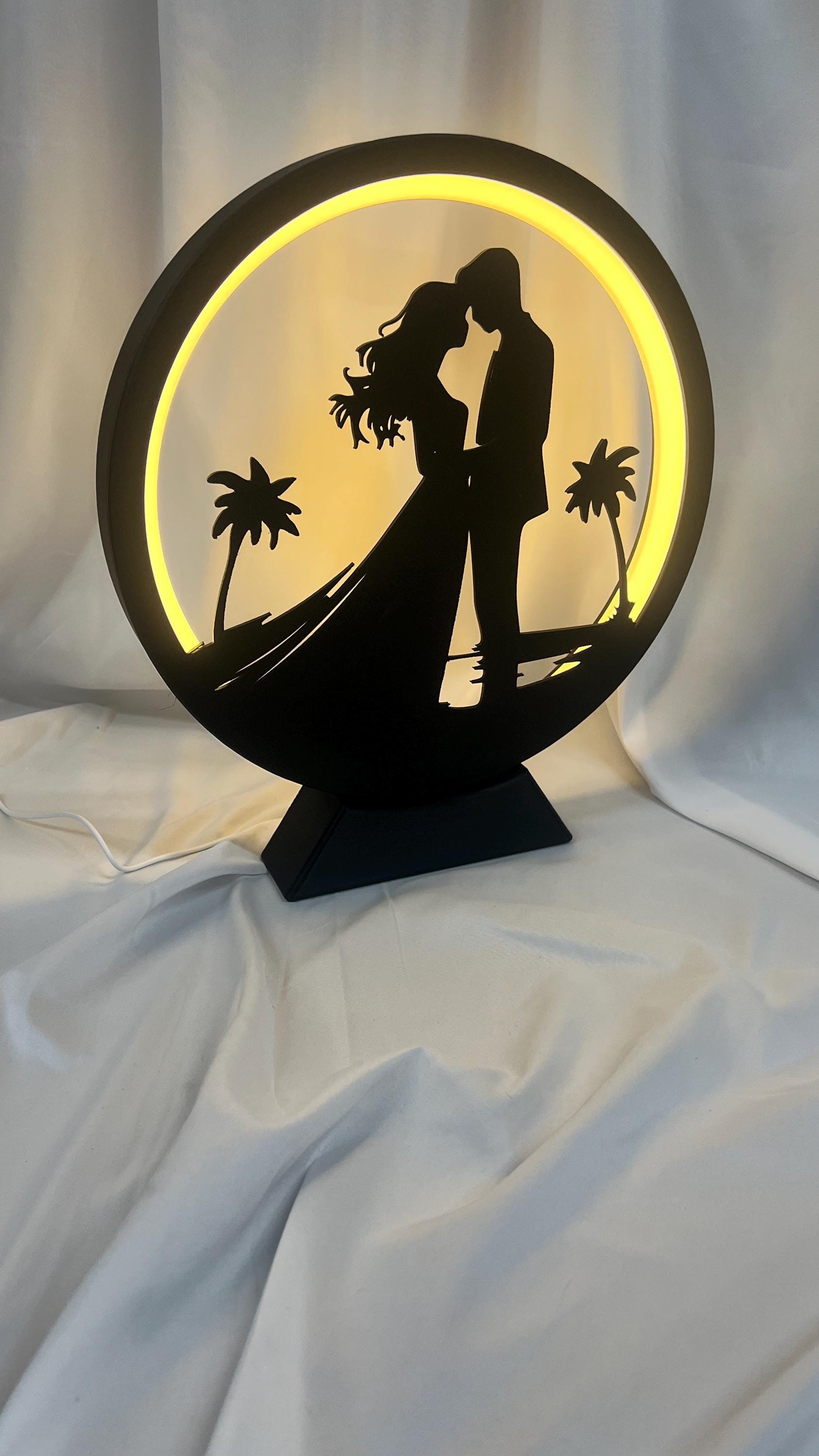 Lover's Embrace LED Table Lamp: Dimmable Warm White Light, Handmade PLA