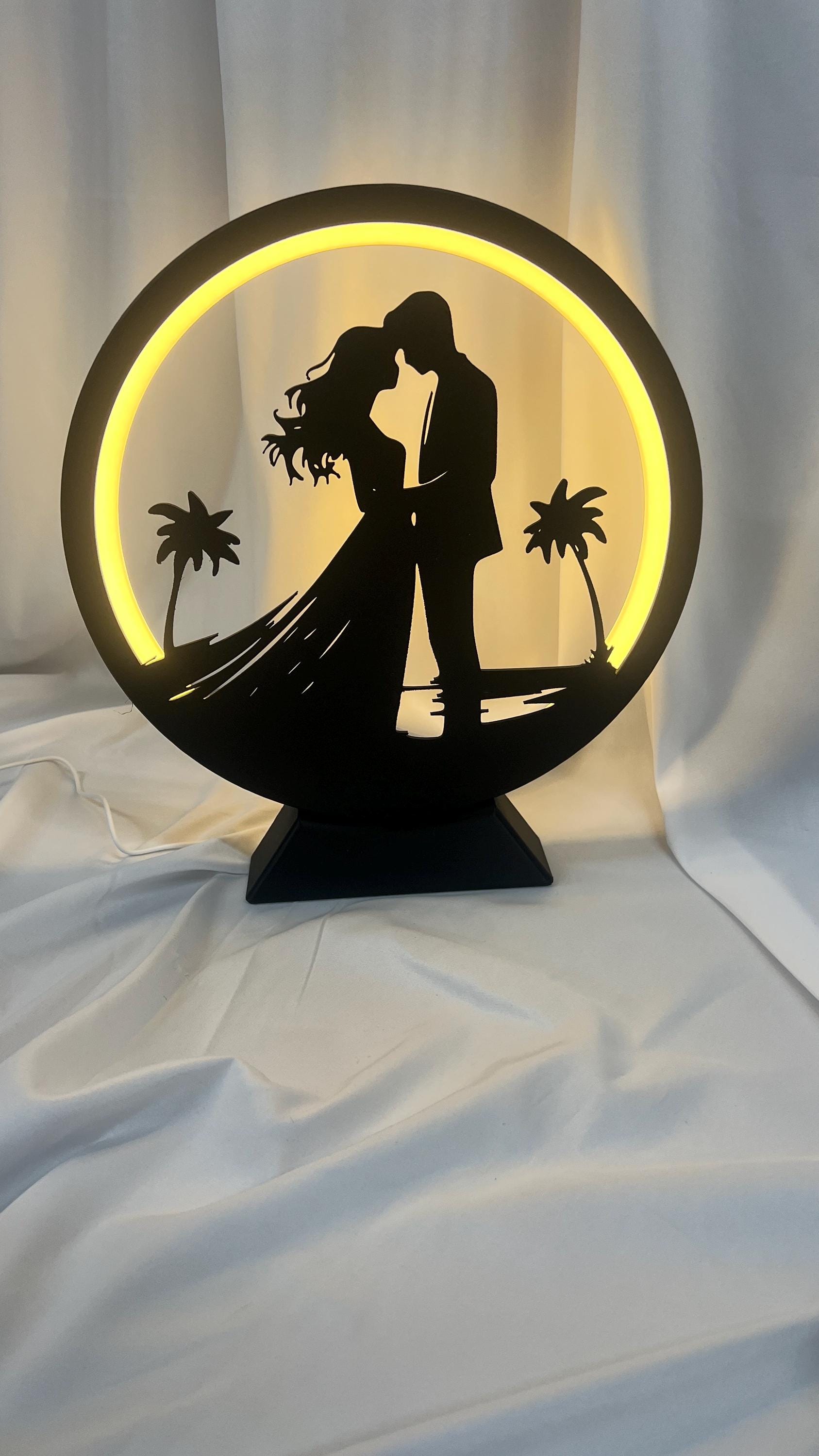 Lover's Embrace LED Table Lamp: Dimmable Warm White Light, Handmade PLA