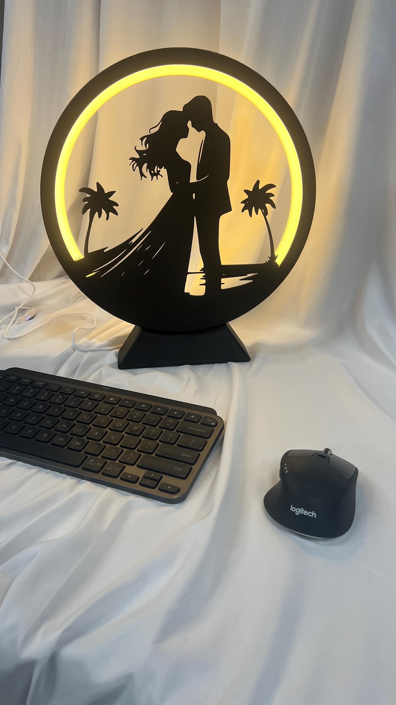 Lover's Embrace LED Table Lamp: Dimmable Warm White Light, Handmade PLA