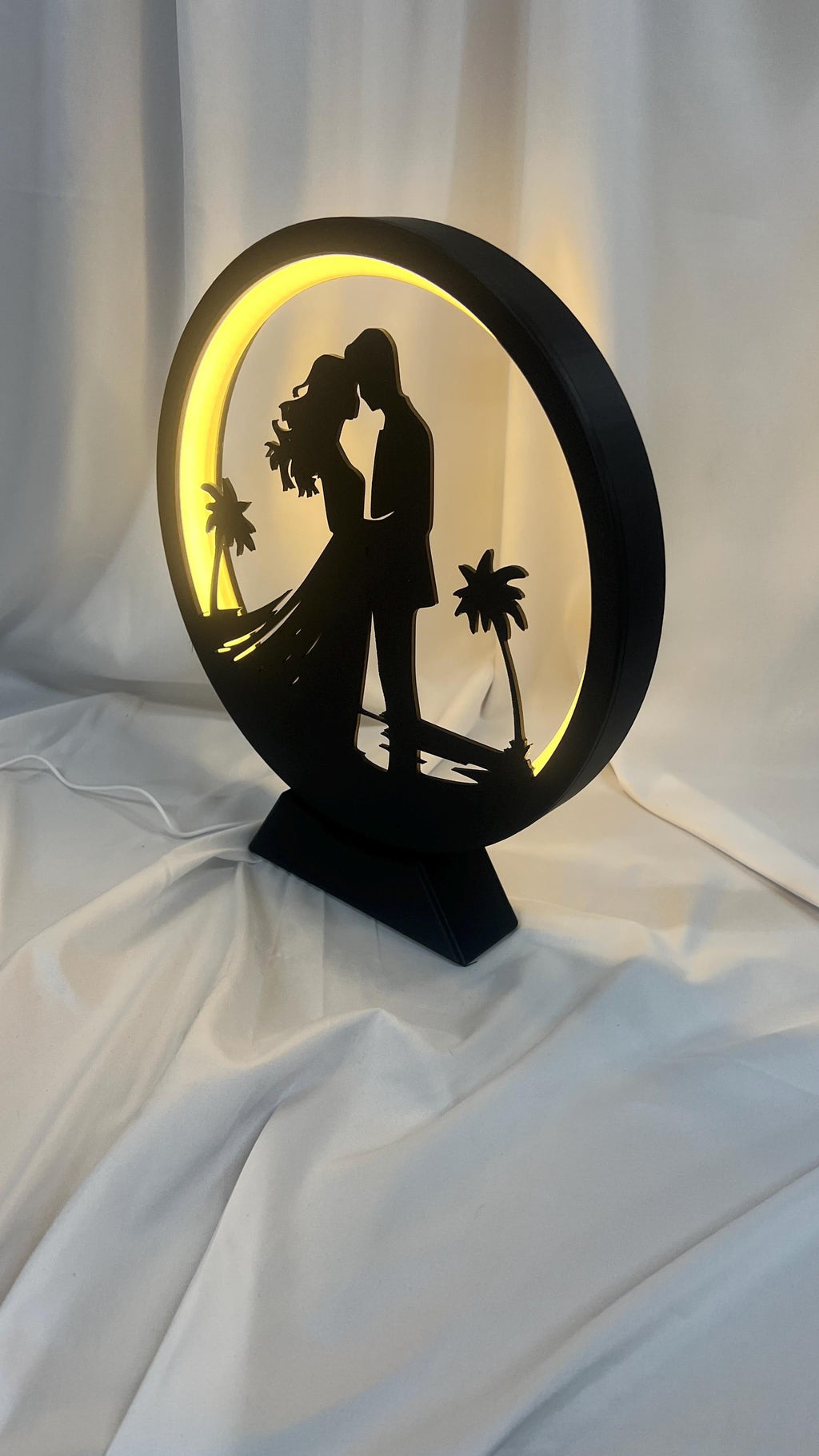 Lover's Embrace LED Table Lamp: Dimmable Warm White Light, Handmade PLA