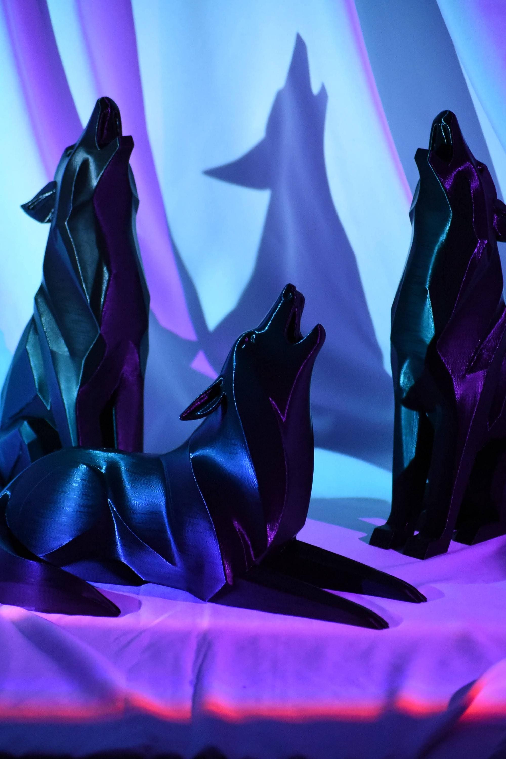 Wolves - The Mega Geometric Wolf Statues || 12" Tall Modern Geometric Minimalist Wolf Statue || Multiple Versions Available