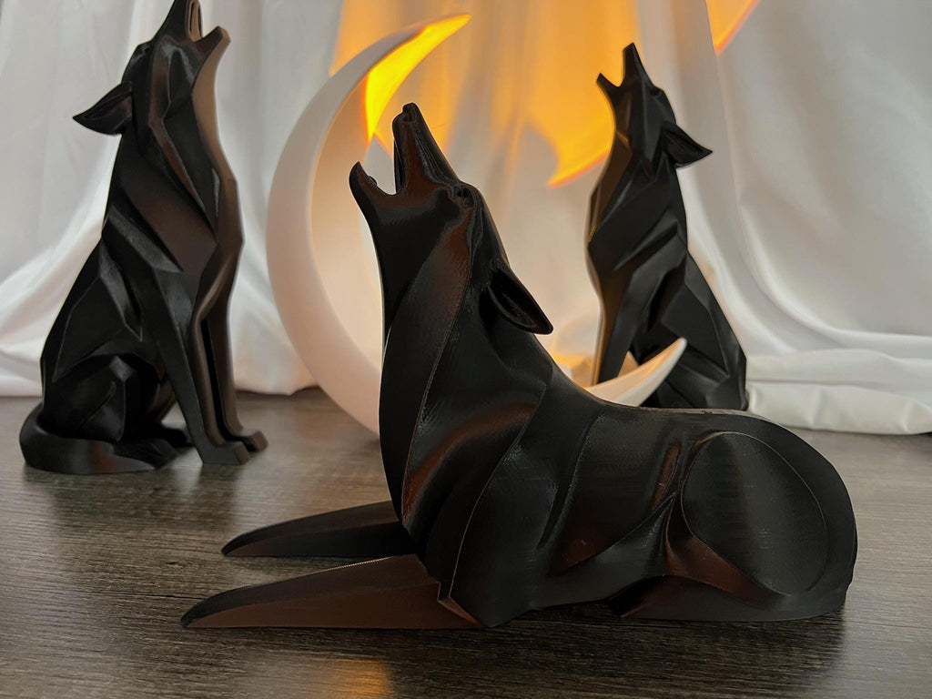 Wolves - The Mega Geometric Wolf Statues || 12" Tall Modern Geometric Minimalist Wolf Statue || Multiple Versions Available
