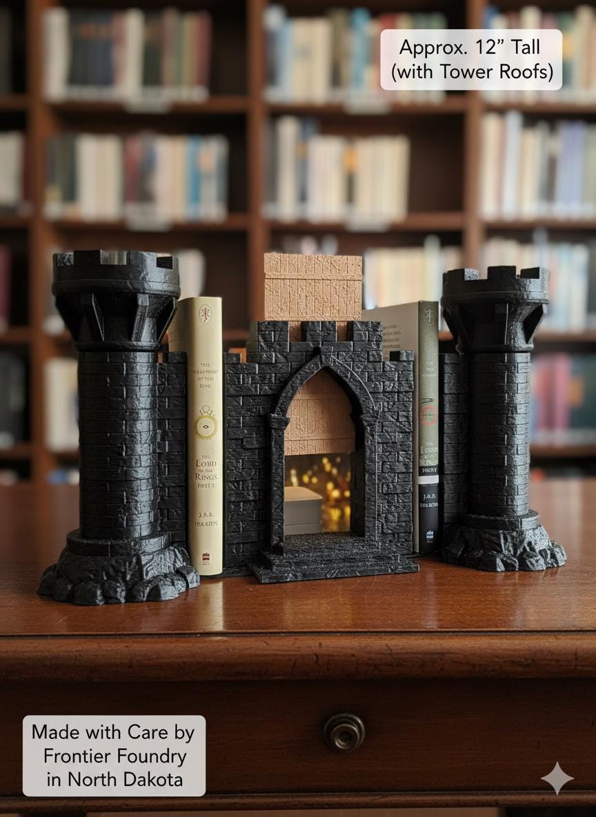 Castle Bookend Set: Hidden Storage, Openable Gate - Bookshelf Decor