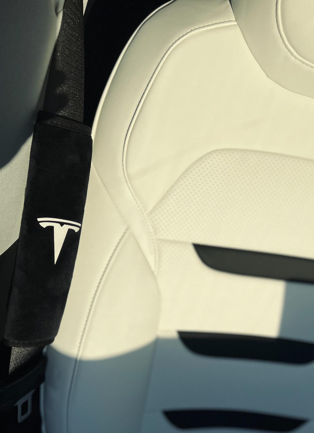 2pcs Handmade Plush Tesla Logo Seat Belt Cover | Ultra-Soft Shoulder Pad for Model 3, Y, S, X | Tesla Gift| Made in the USA!