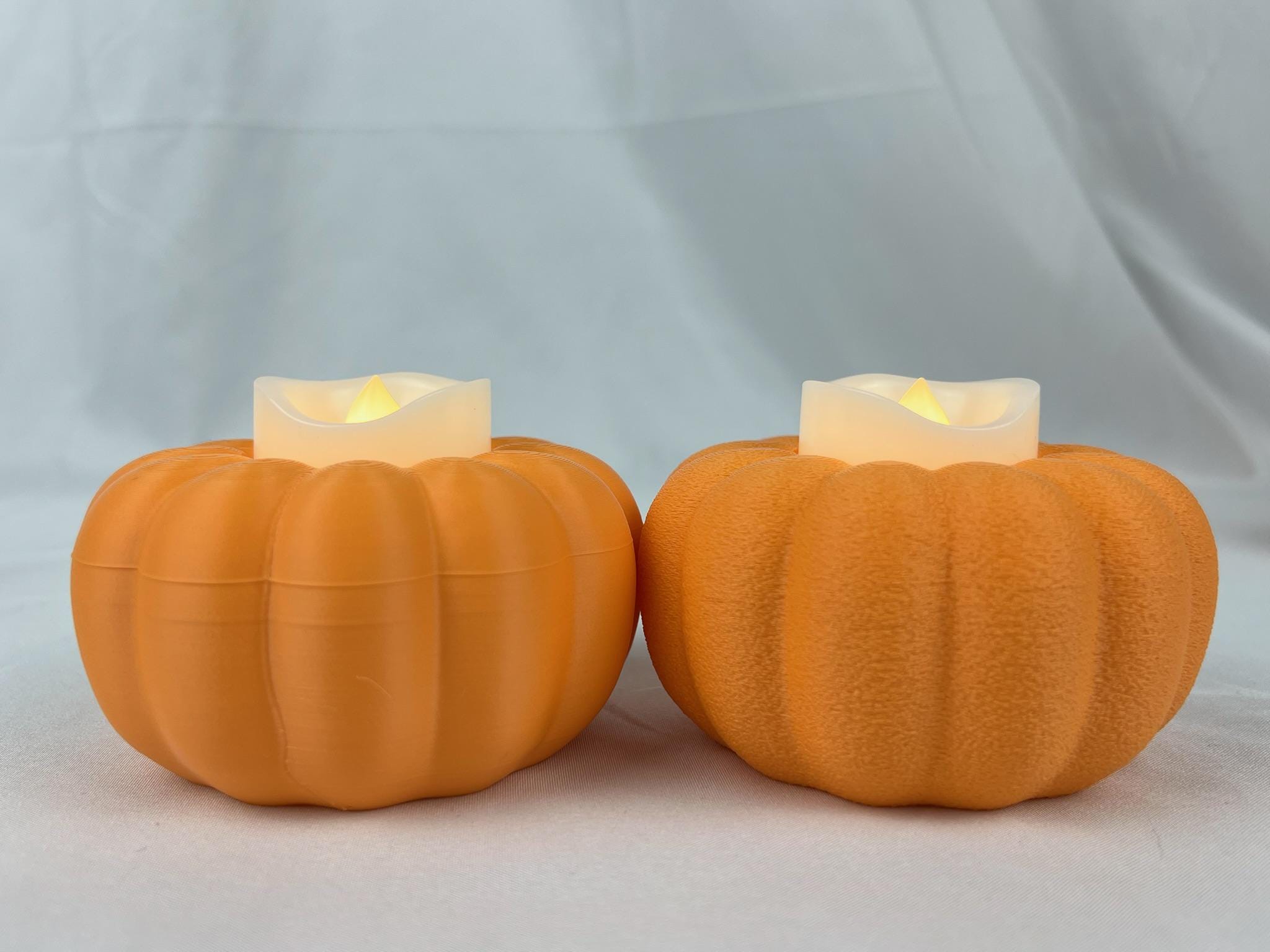 Pumpkin Tea Light Holder | Set of 3 | Modern Fall & Halloween Decor | 3D Printed Autumn Centerpiece
