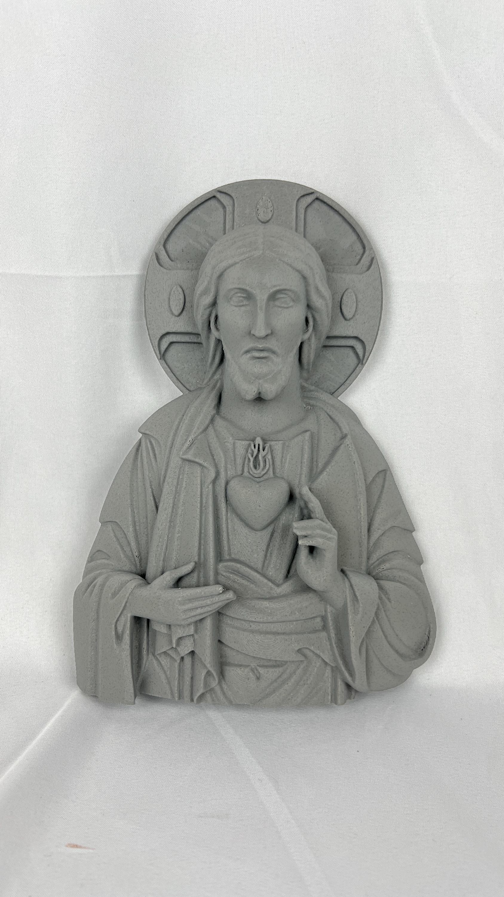 Jesus Sacred Heart Icon Inspired 3D printed Relief Wall Decor