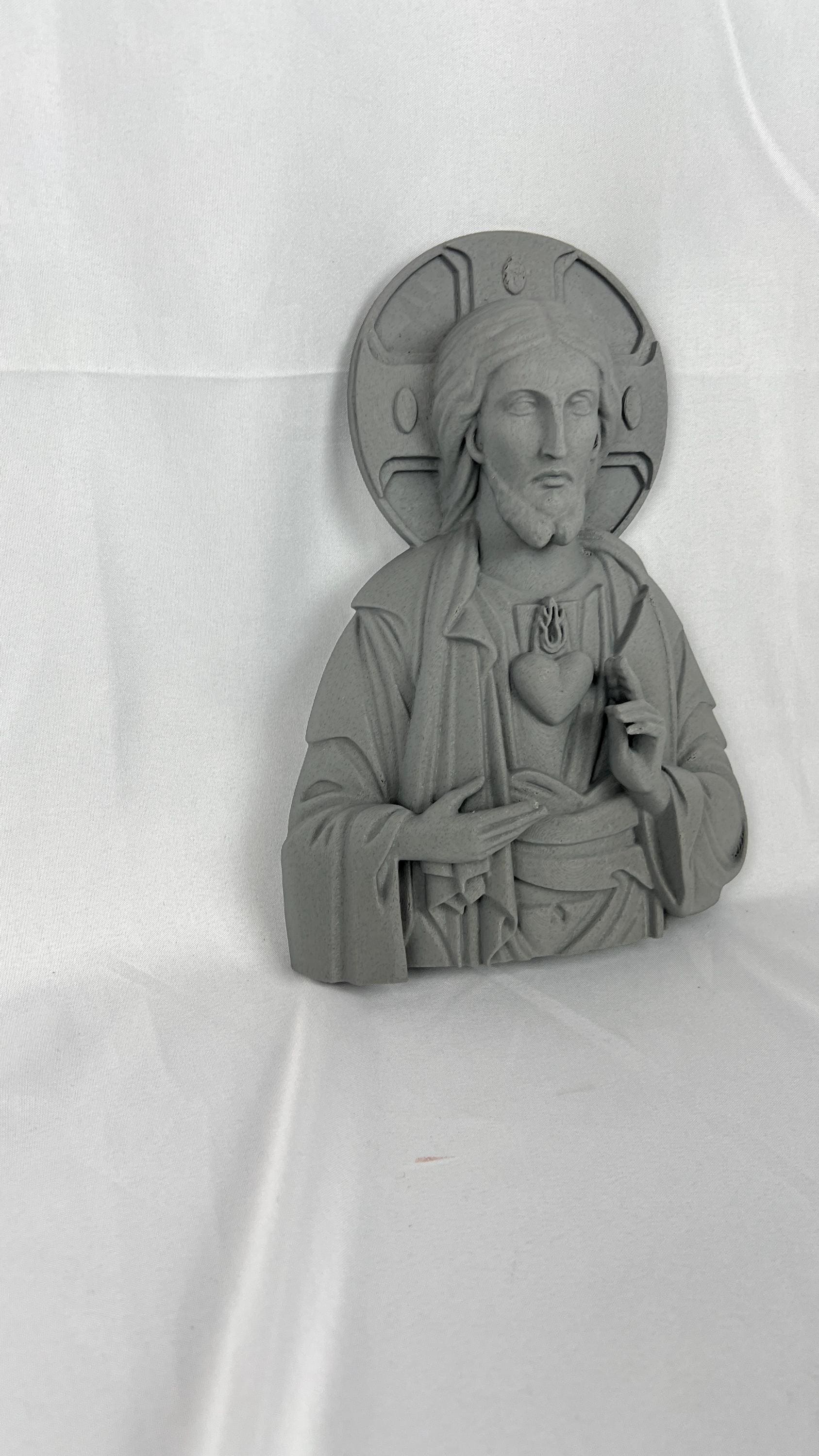 Jesus Sacred Heart Icon Inspired 3D printed Relief Wall Decor