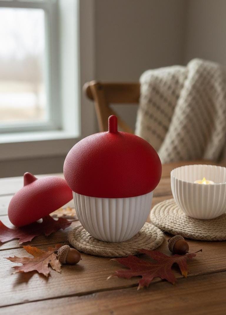 Giant Acorn Tea Light Holder | Cozy Fall Decor | Autumn Mantle Accent with LED Candle | Farmhouse Thanksgiving Centerpiece | Multiple Colors