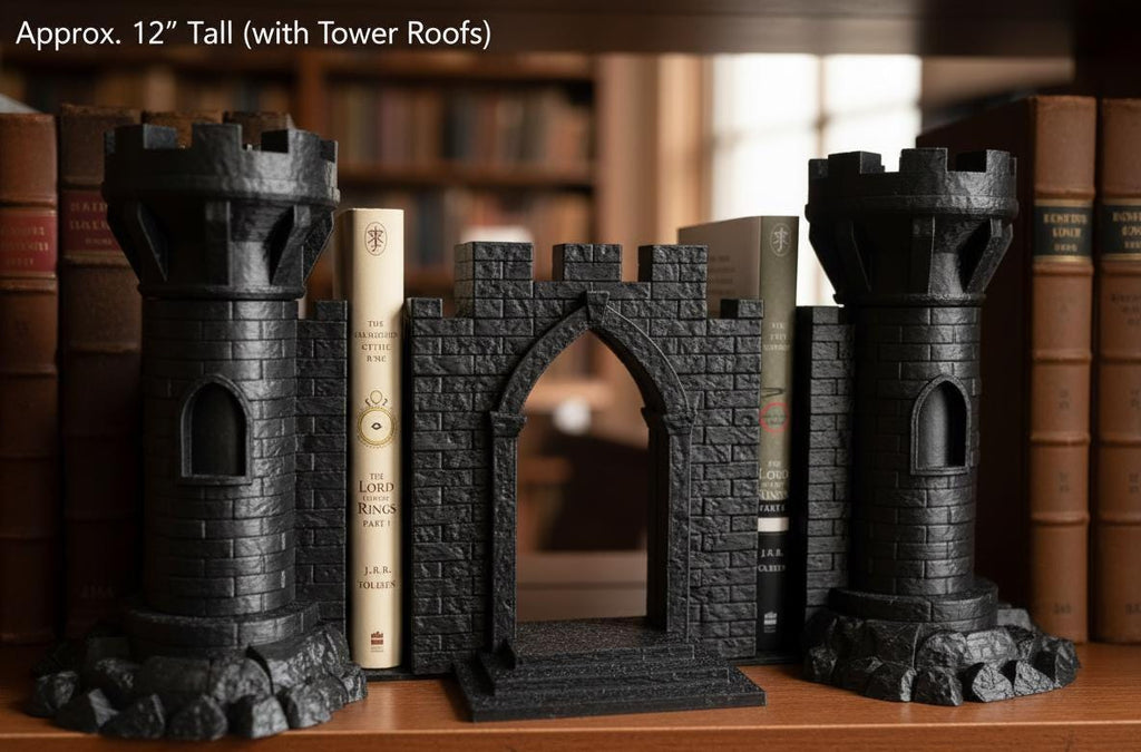 Castle Bookend Set: Hidden Storage, Openable Gate - Bookshelf Decor