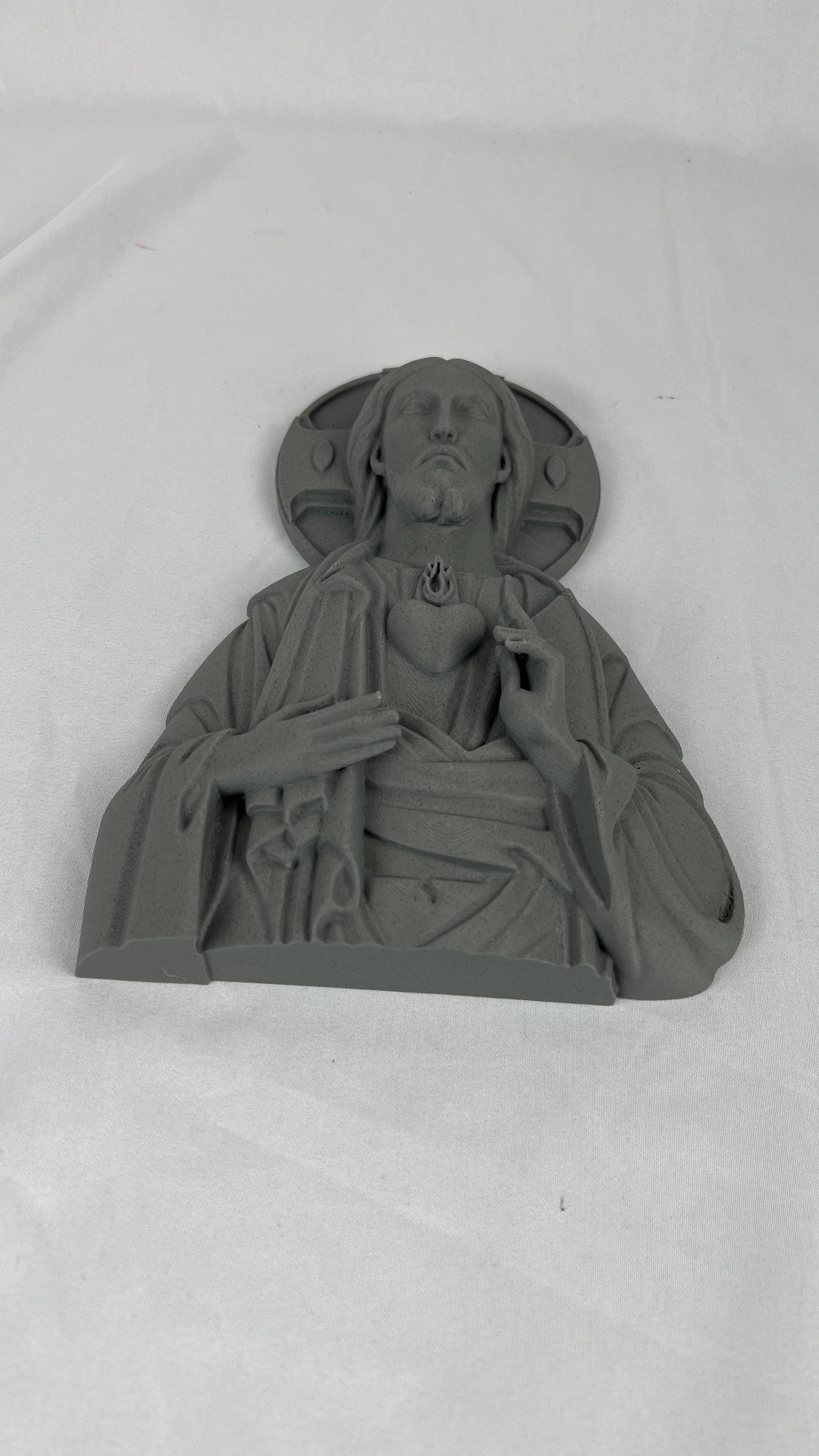Jesus Sacred Heart Icon Inspired 3D printed Relief Wall Decor