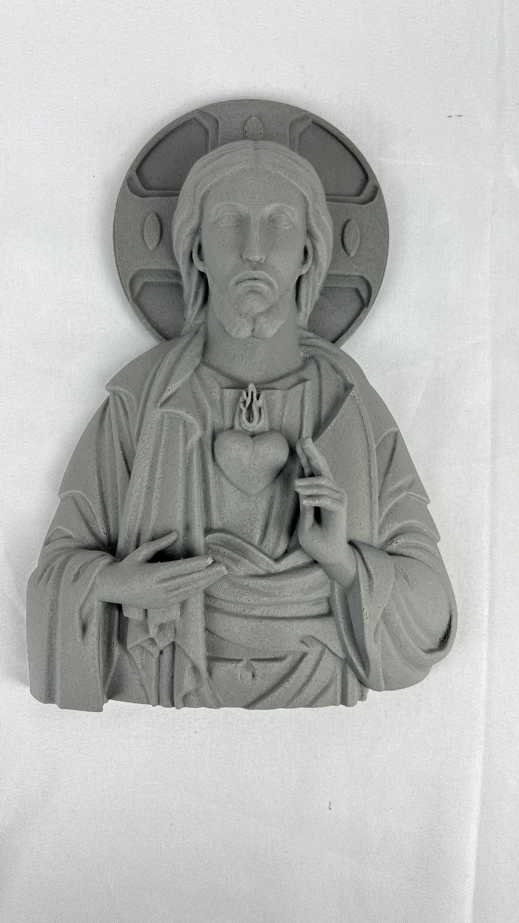 Jesus Sacred Heart Icon Inspired 3D printed Relief Wall Decor